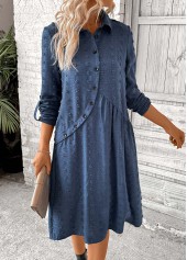 Denim Blue Patchwork A Line Long Sleeve Dress | thumb picture 