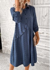 Denim Blue Patchwork A Line Long Sleeve Dress | thumb picture 