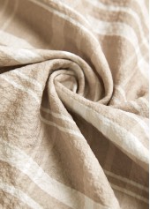 Light Coffee Button Plaid Long Sleeve Shirt Collar Blouse | thumb picture 