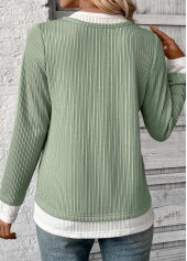 Light Green Fake 2in1 Long Sleeve T Shirt | thumb picture 