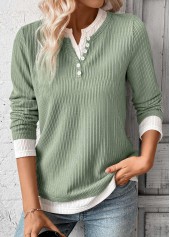 Light Green Fake 2in1 Long Sleeve T Shirt | thumb picture 