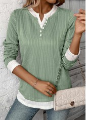 Light Green Fake 2in1 Long Sleeve T Shirt | thumb picture 