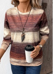 Multi Color Patchwork Tribal Print Long Sleeve Sweatshirt | thumb picture 