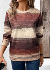 Multi Color Patchwork Tribal Print Long Sleeve Sweatshirt | thumb picture 