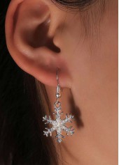 Christmas Silver Snowflake Alloy One Piece Earrings
