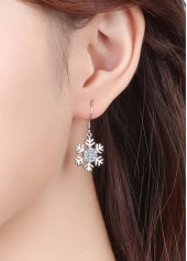 Christmas Silver Snowflake Alloy One Piece Earrings