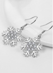 Christmas Silver Snowflake Alloy One Piece Earrings