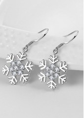 Christmas Silver Snowflake Alloy One Piece Earrings