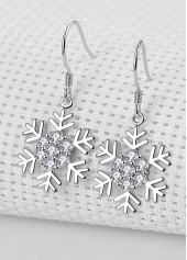 Christmas Silver Snowflake Alloy One Piece Earrings