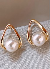 Gold Alloy Detail Freshwater Pearl Earrings