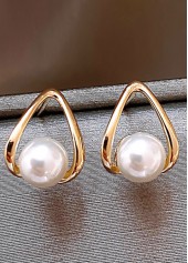 Gold Alloy Detail Freshwater Pearl Earrings | thumb picture 
