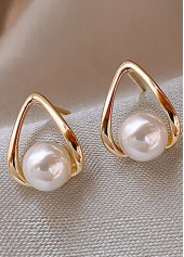 Gold Alloy Detail Freshwater Pearl Earrings | thumb picture 