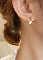 Gold Alloy Detail Freshwater Pearl Earrings | thumb picture 