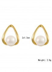 Gold Alloy Detail Freshwater Pearl Earrings | thumb picture 