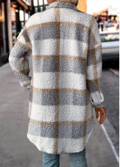 Raw White Button Plaid Long Sleeve Coat | thumb picture 