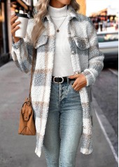 Raw White Button Plaid Long Sleeve Coat | thumb picture 