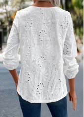 White Split Detail Long Sleeve Blouse | thumb picture 