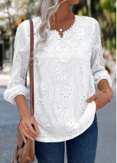 White Split Detail Long Sleeve Blouse | thumb picture 