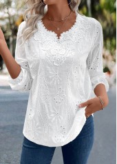 White Split Detail Long Sleeve Blouse | thumb picture 