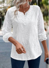White Split Detail Long Sleeve Blouse | thumb picture 