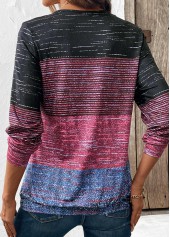 Multi Color Zipper Long Sleeve Round Neck Sweatshirt | thumb picture 