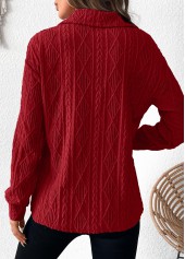 Wine Red Lace Long Sleeve Turn Down Collar Blouse | thumb picture 