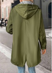 Green Drawstring Long Sleeve Hooded Coat | thumb picture 