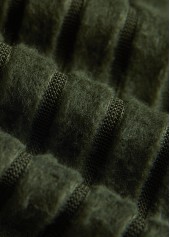 Olive Green Patchwork Long Sleeve V Neck T Shirt | thumb picture 