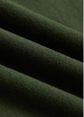 Olive Green Patchwork Long Sleeve V Neck T Shirt | thumb picture 