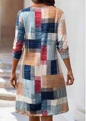 Multi Color Geometric Print A Line Long Sleeve Dress | thumb picture 