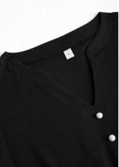 Black Patchwork Geometric Print Long Sleeve Split Neck Dress | thumb picture 