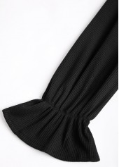 Black Patchwork Geometric Print Long Sleeve Split Neck Dress | thumb picture 