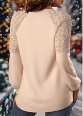Christmas Skin Color Lace Long Sleeve Round Neck Sweatshirt | thumb picture 