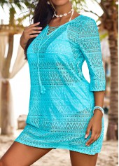 Jacquard V Neck Cyan Cover Up | thumb picture 