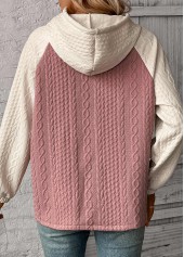 Pink Patchwork Long Sleeve Jacquard Hoodie | thumb picture 