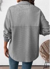 Grey Tummy Coverage Long Sleeve Turn Down Collar Sweatshirt | thumb picture 