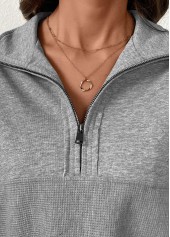 Grey Tummy Coverage Long Sleeve Turn Down Collar Sweatshirt | thumb picture 