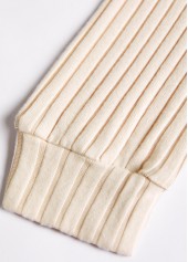 Beige Button Long Sleeve Split Neck Sweatshirt | thumb picture 