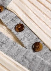 Beige Button Long Sleeve Split Neck Sweatshirt | thumb picture 