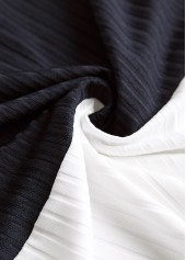 Navy Button Striped Long Sleeve Split Neck Sweatshirt | thumb picture 