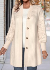 Beige Button Lace Long Sleeve Coat | thumb picture 