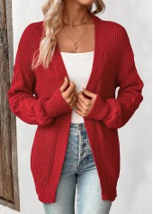 Wine Red Long Sleeve Tunic Cardigan