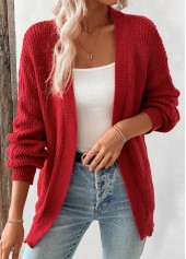 Wine Red Long Sleeve Tunic Cardigan | thumb picture 