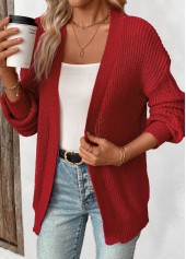 Wine Red Long Sleeve Tunic Cardigan | thumb picture 