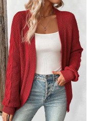 Wine Red Long Sleeve Tunic Cardigan | thumb picture 
