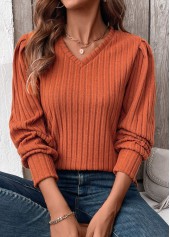 Terracotta Tummy Coverage Long Sleeve V Neck T Shirt | thumb picture 
