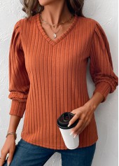 Terracotta Tummy Coverage Long Sleeve V Neck T Shirt | thumb picture 