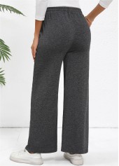 Dark Grey Drawstring Butterfly Print Wide Leg Pants