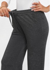 Dark Grey Drawstring Butterfly Print Wide Leg Pants