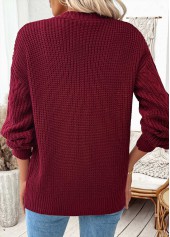 Wine Red Button Long Sleeve Cardigan | thumb picture 